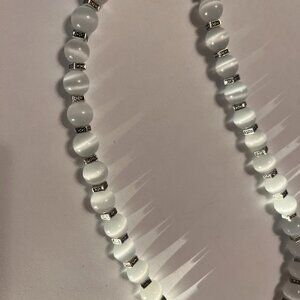 NWT Opalite Necklace & Earrings Set Designer Clasp Elegant Statement Jewelry